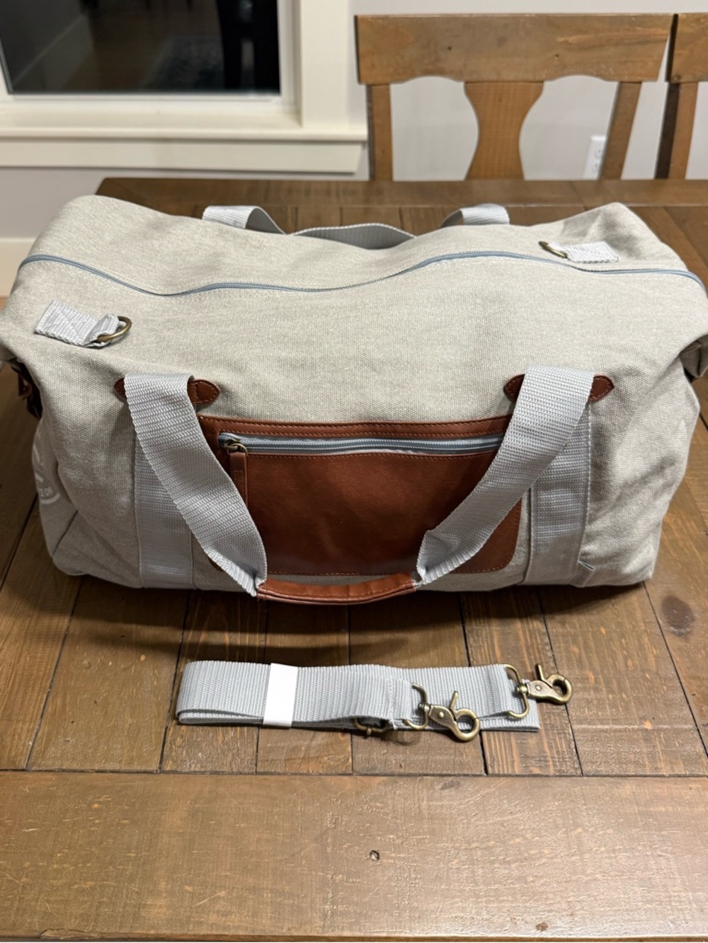 Field & Co Light Gray Canvas Duffel Bag Vintage Cotton Collection